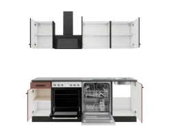 OPTIFIT Madrid420/Nizza407 Küchenzeile 210 cm Anthrazit / Rostrot