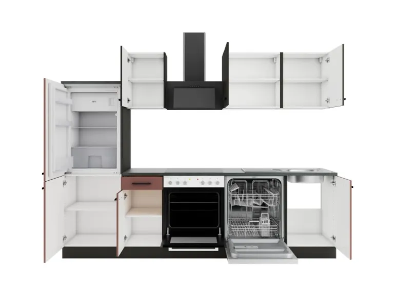 OPTIFIT Madrid420/Nizza407 Küchenzeile 270 cm Anthrazit / Rostrot