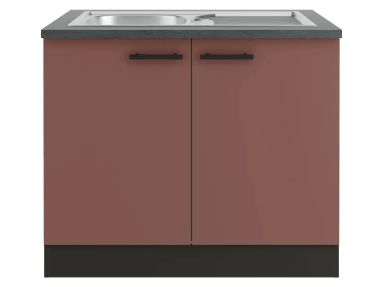 OPTIFIT Nizza407 Küchen-Spülenunterschrank 100 cm Rostrot