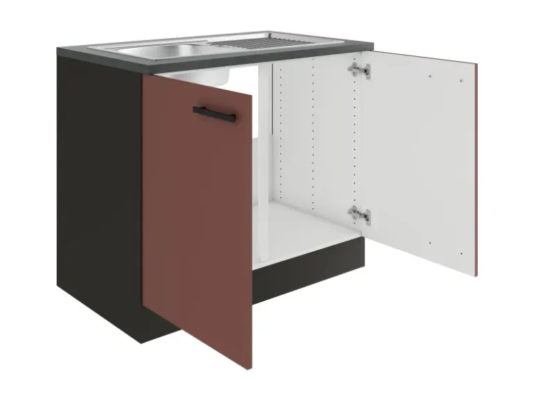 OPTIFIT Nizza407 Küchen-Spülenunterschrank 100 cm Rostrot