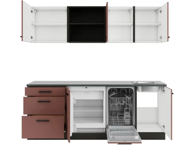 OPTIFIT Nizza407 Küchenzeile 210 cm Rostrot
