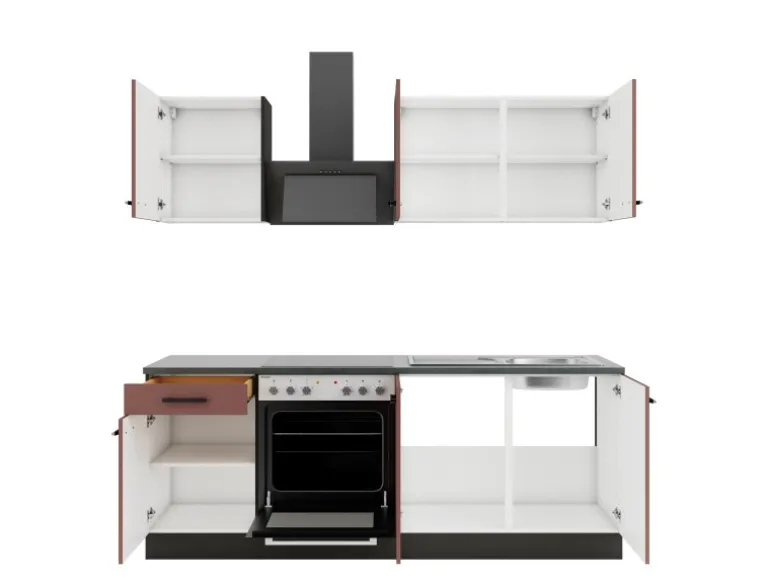 OPTIFIT Nizza407 Küchenzeile 210 cm Rostrot