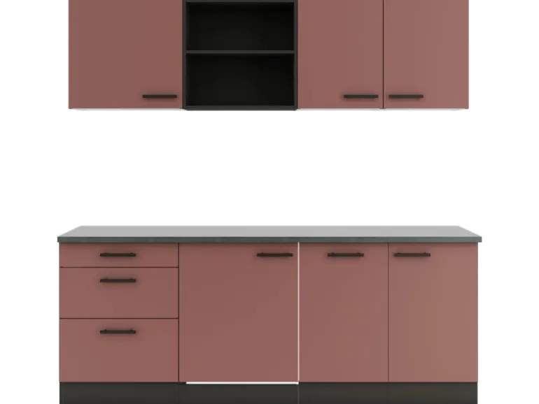 OPTIFIT Nizza407 Küchenzeile 210 cm ohne E-Geräte Rostrot