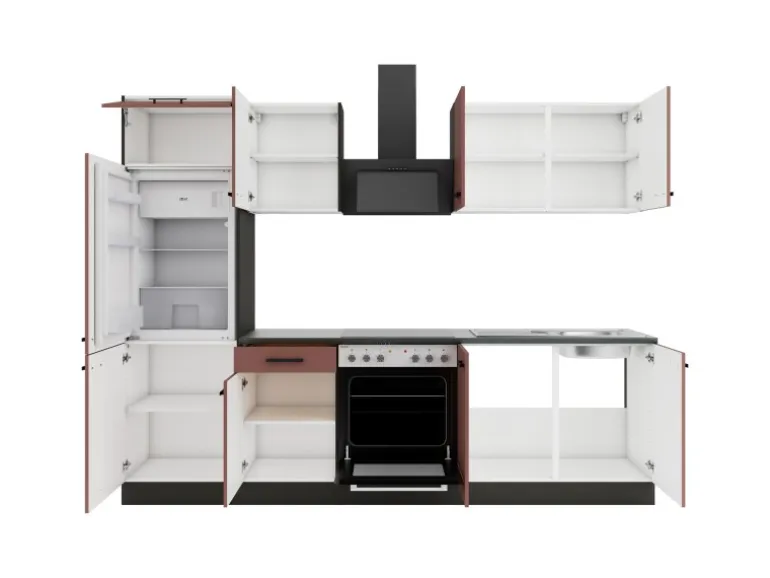 OPTIFIT Nizza407 Küchenzeile 270 cm ohne E-Geräte Rostrot
