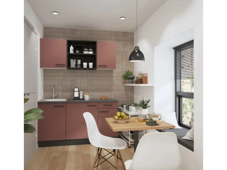 OPTIFIT Nizza407 Miniküche 150 cm Rostrot