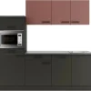 OPTIFIT Nizza407/Madrid420 Küchenzeile 210 cm Rostrot / Anthrazit