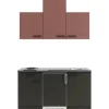 OPTIFIT Nizza407/Madrid420 Miniküche 150 cm Rostrot / Anthrazit