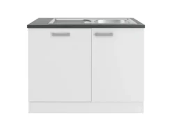 OPTIFIT Oslo214 Küchen-Spülenschrank-Set Feinstruktur Weiß