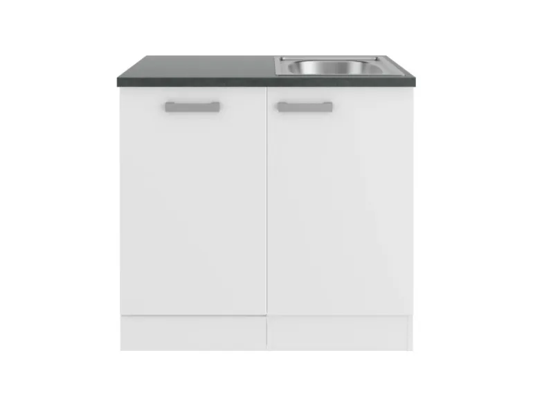 OPTIFIT Oslo214 Küchen-Spülenschrank-Set Feinstruktur Weiß