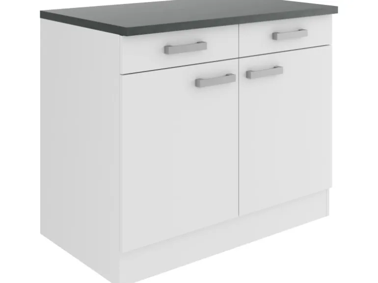 OPTIFIT Oslo214 Küchen-Unterschrank 100 cm Feinstruktur Weiß