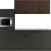 OPTIFIT Rimini409/Madrid420 Küchenzeile 210 cm Rillendekor Nussbaum/ Anthrazit