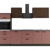 OPTIFIT Rimini409/Nizza407 Küchenzeile 270 cm Rilllendekor Nussbaum / Rostrot