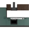 OPTIFIT Rimini409/Verona405 Küchenzeile 270 cm Rillendekor Nussbaum / Steingrün