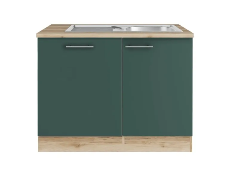 OPTIFIT Savona405 Küchen-Spülenschrank-Set Steingrün