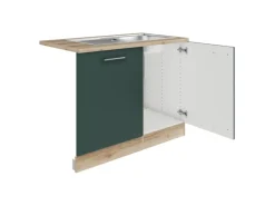 OPTIFIT Savona405 Küchen-Spülenschrank-Set Steingrün