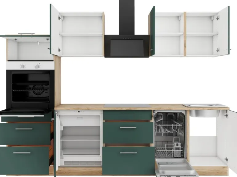 OPTIFIT Savona405 Küchenzeile 270 cm Steingrün