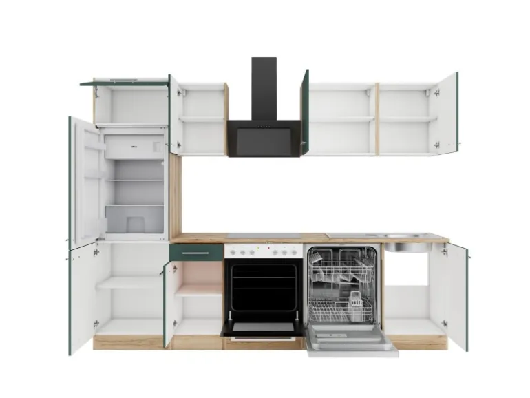 OPTIFIT Savona405 Küchenzeile 270 cm ohne E-Geräte Steingrün