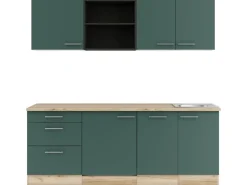 OPTIFIT Savona405 Küchenzeile 210 cm Steingrün