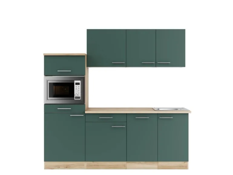 OPTIFIT Savona405 Küchenzeile 210 cm Steingrün