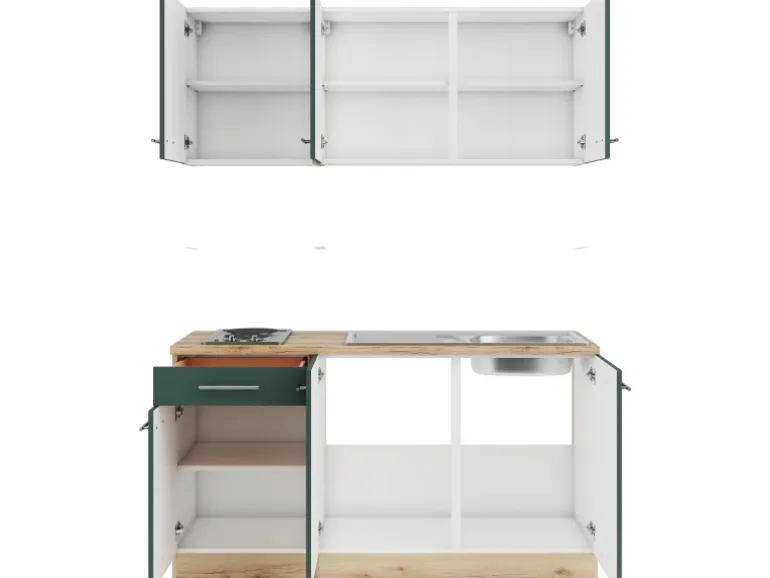 OPTIFIT Savona405 Miniküche 150 cm Steingrün