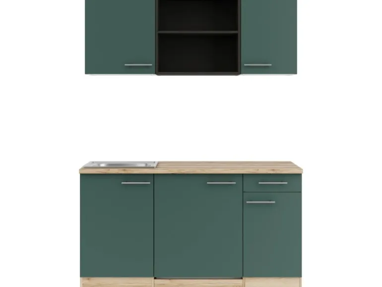 OPTIFIT Savona405 Miniküche 150 cm Steingrün
