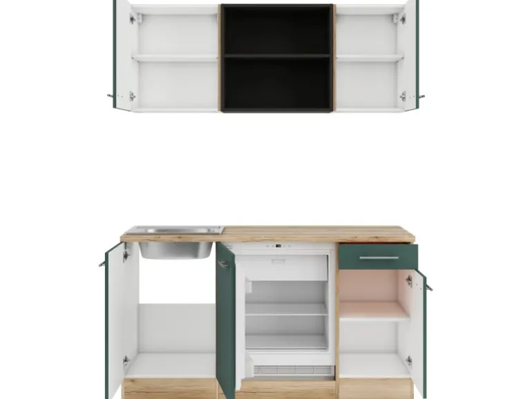 OPTIFIT Savona405 Miniküche 150 cm Steingrün