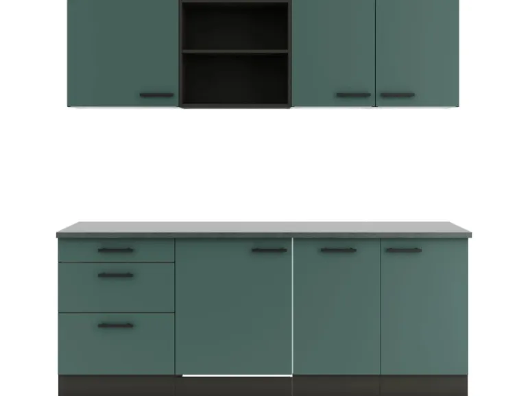 OPTIFIT Verona405 Küchenzeile 210 cm ohne E-Geräte Steingrün