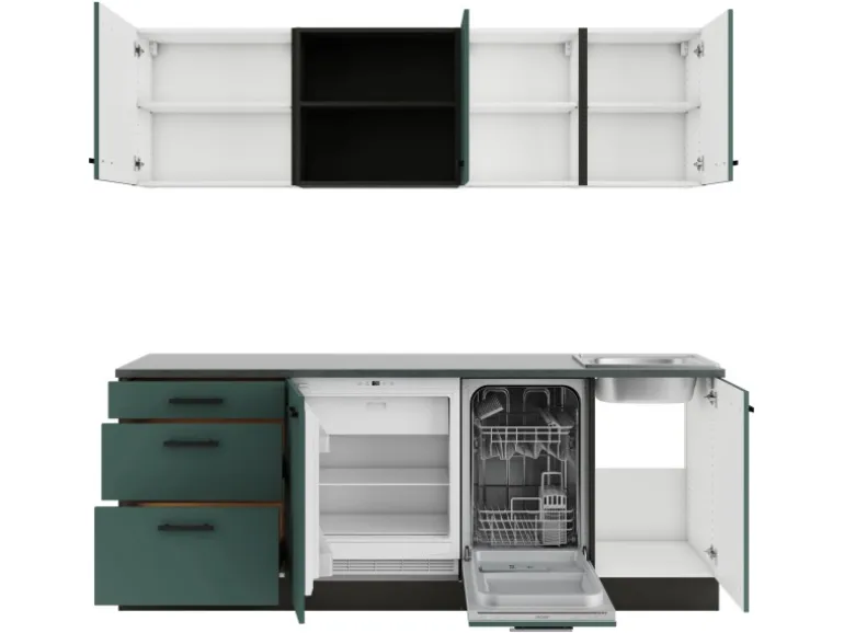 OPTIFIT Verona405 Küchenzeile 210 cm ohne E-Geräte Steingrün