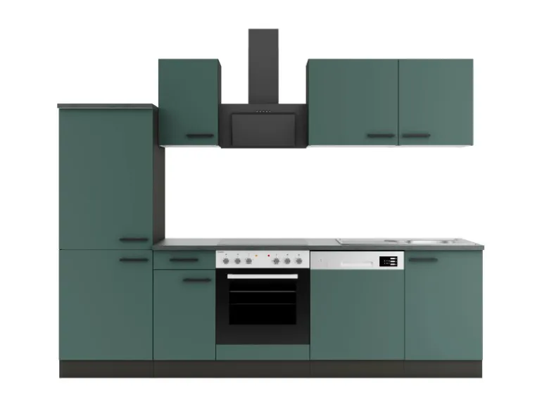 OPTIFIT Verona405 Küchenzeile 270 cm ohne E-Geräte Steingrün