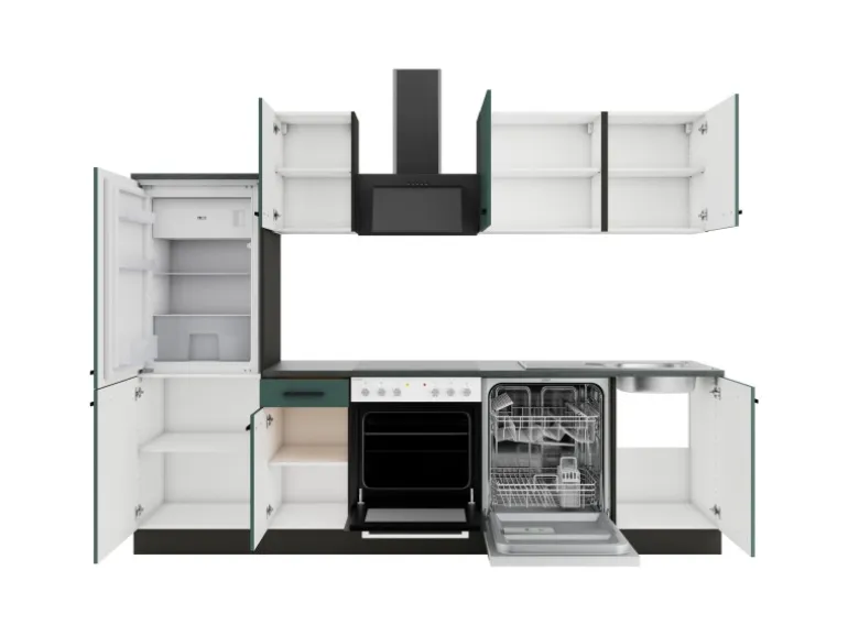 OPTIFIT Verona405 Küchenzeile 270 cm ohne E-Geräte Steingrün
