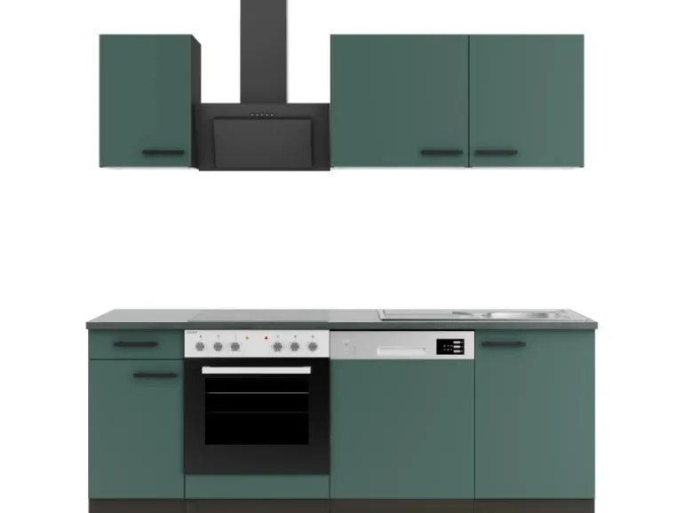 OPTIFIT Verona405 Küchenzeile 210 cm ohne E-Geräte Steingrün