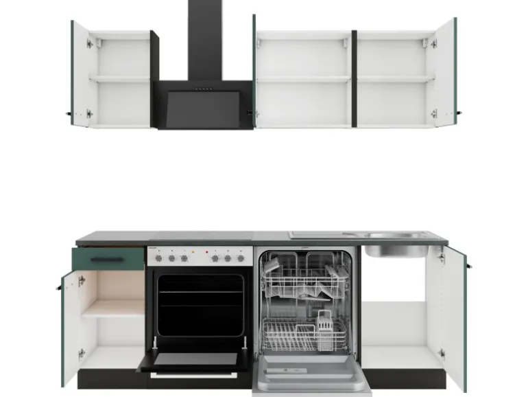 OPTIFIT Verona405 Küchenzeile 210 cm ohne E-Geräte Steingrün