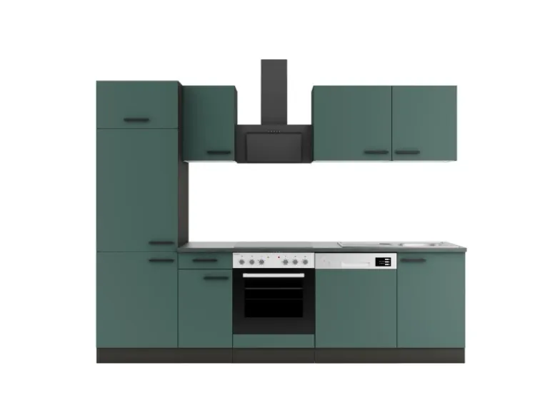 OPTIFIT Verona405 Küchenzeile 270 cm ohne E-Geräte Steingrün