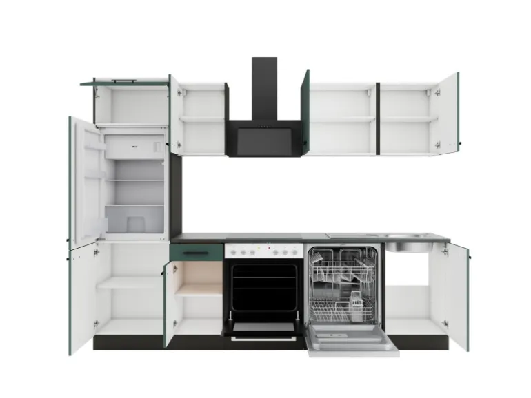 OPTIFIT Verona405 Küchenzeile 270 cm ohne E-Geräte Steingrün