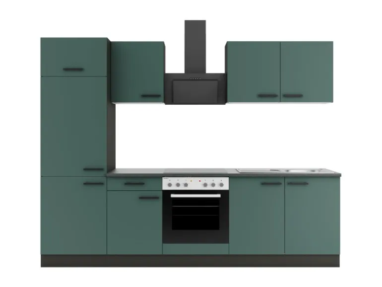 OPTIFIT Verona405 Küchenzeile 270 cm Steingrün