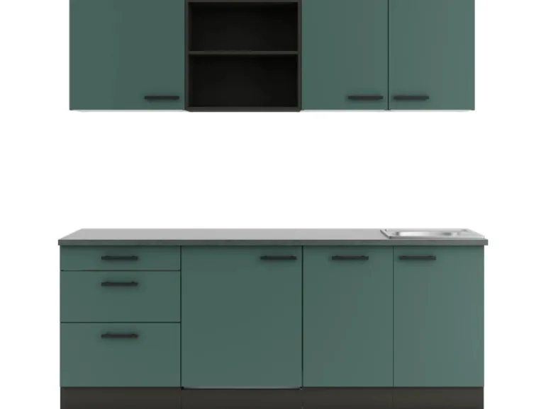 OPTIFIT Verona405 Küchenzeile 210 cm Steingrün