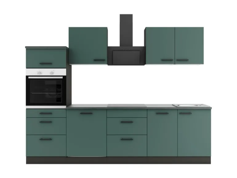 OPTIFIT Verona405 Küchenzeile 270 cm Steingrün