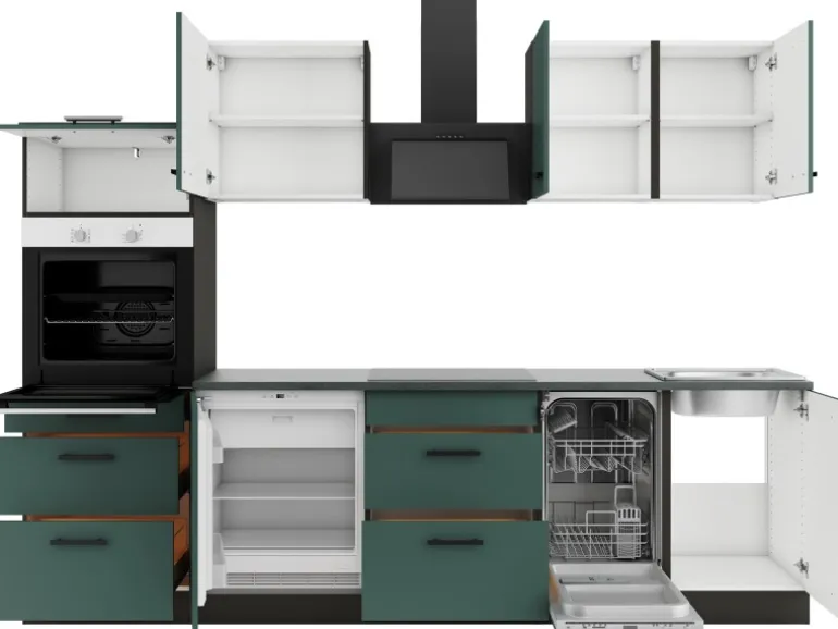 OPTIFIT Verona405 Küchenzeile 270 cm Steingrün