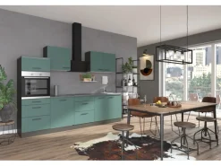 OPTIFIT Verona405 Küchenzeile 270 cm Steingrün