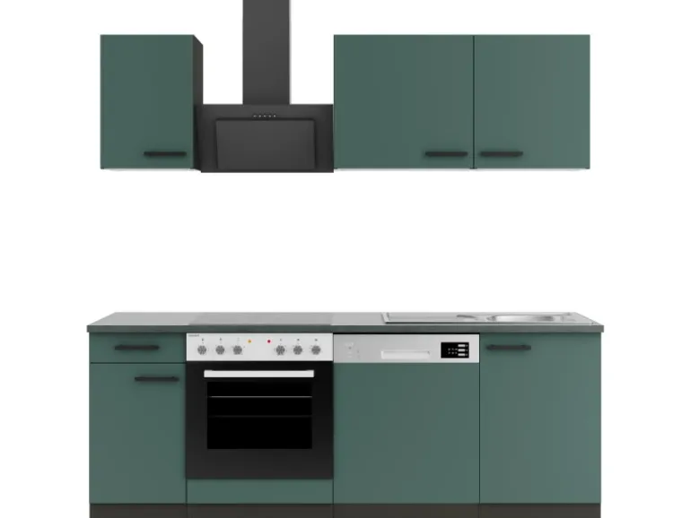 OPTIFIT Verona405 Küchenzeile 210 cm Steingrün