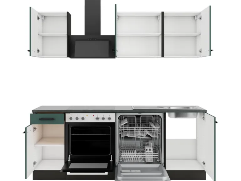 OPTIFIT Verona405 Küchenzeile 210 cm Steingrün