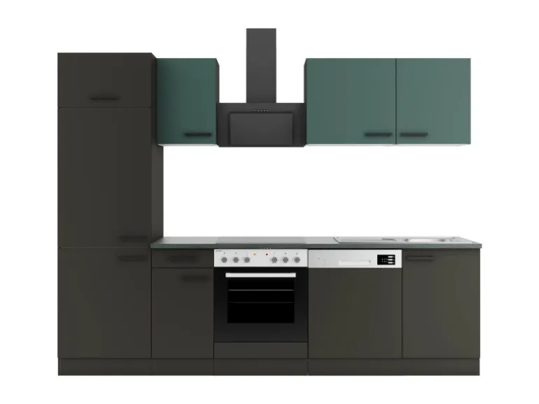 OPTIFIT Verona405/Madrid420 Küchenzeile 270 cm Steingrün / Anthrazit