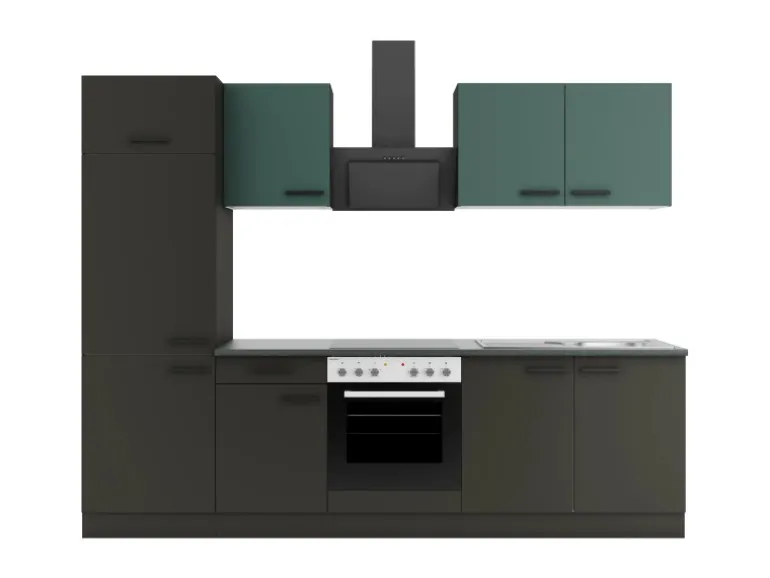 OPTIFIT Verona405/Madrid420 Küchenzeile 270 cm Steingrün / Anthrazit