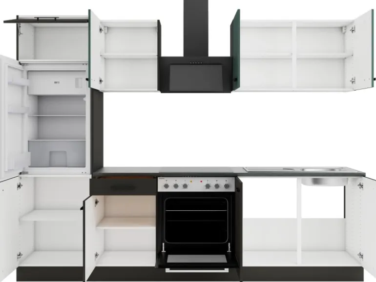 OPTIFIT Verona405/Madrid420 Küchenzeile 270 cm Steingrün / Anthrazit
