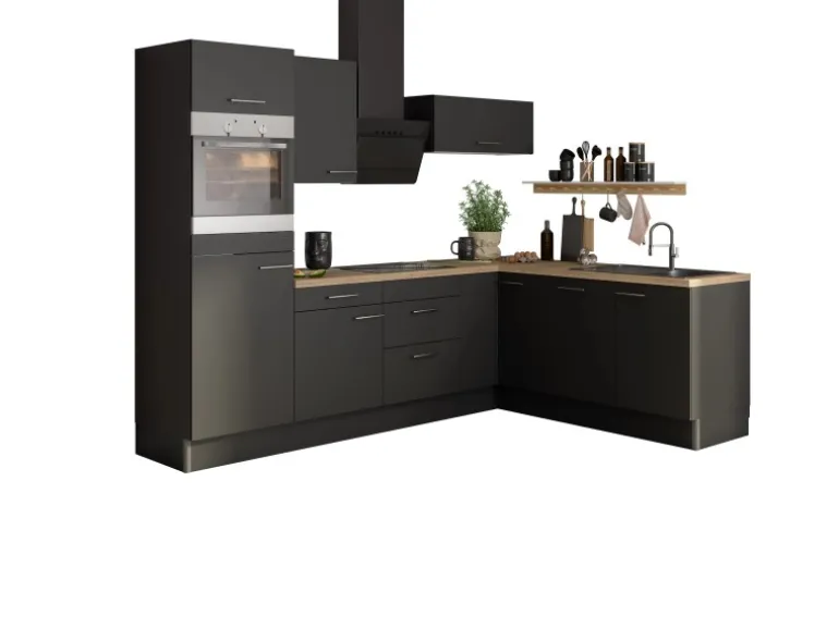 Optifit Winkelküche Optikoncept Ingvar ohne E-Geräte 270 cm Anthrazit
