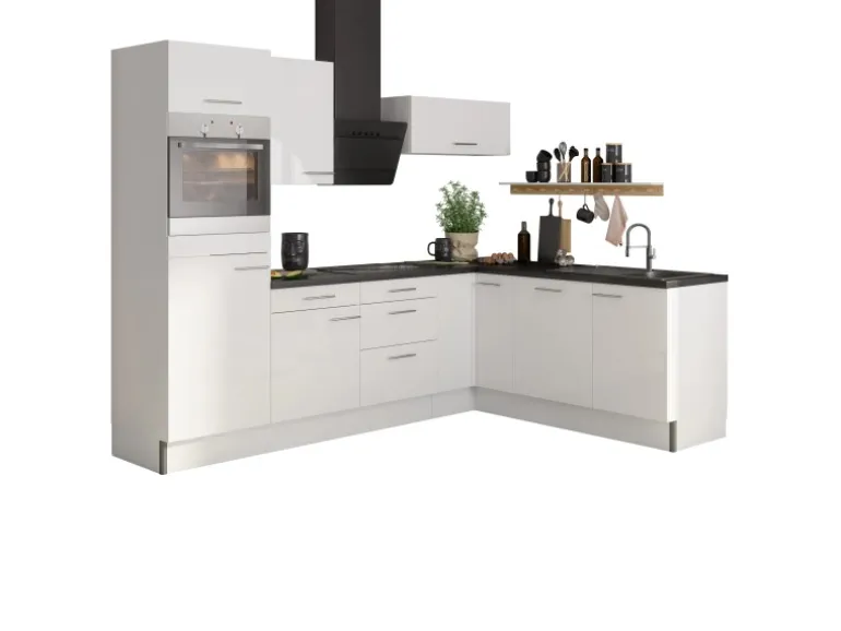 Optifit Winkelküche Optikoncept Rurik ohne E-Geräte 270 cm Weiß