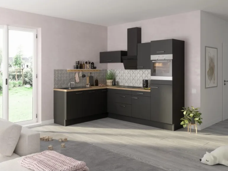 Optifit Winkelküche Optikoncept Ingvar ohne E-Geräte 270 cm Anthrazit