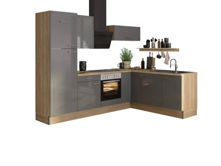 Optifit Winkelküche Optikoncept Jonte 270 cm Anthrazit-Wildeiche Nachb.