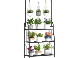Outsunny Pflanzenständer Metall Schwarz 75L x 25B x 137H cm