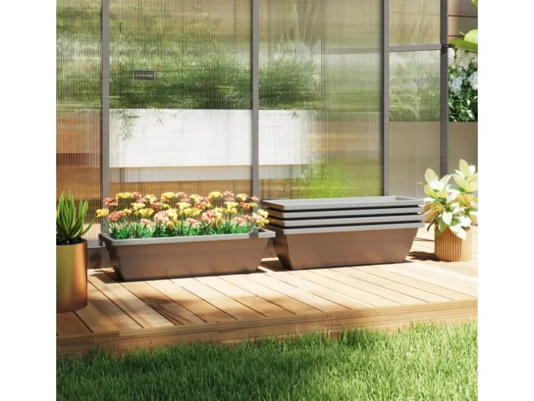 Outsunny Pflanztöpfe Kunststoff 5er Set Blumentopf aus Kunststoff Grau
